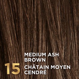 L'Oreal Paris Superior Preference Permanent Hair Color, 15 Medium Ash Brown, 100% Grey Coverage, Hair Dye, 1 EA (Packaging May Vary)