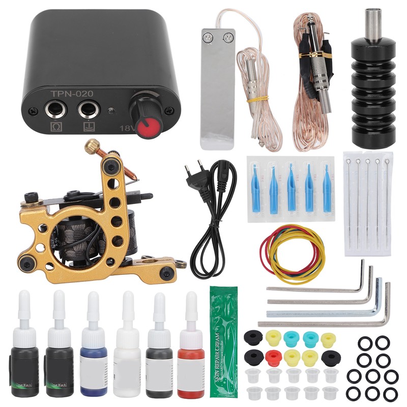 Professional Tattoo Machine Kit Tattoo Power Supply 10 Wraps Complete