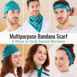 LOVARZI Teal Bandana For Men & Women - Cotton Headband Paisley Hair Bandanas - Pirate Scarf - Headwear Cycling Cowboy Sports Neckerchief