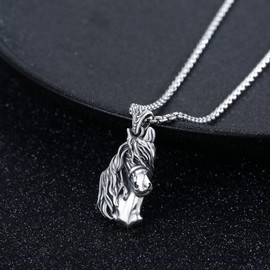 Horse Necklace for Women 925 Sterling Silver Viking Horse Pendant Necklace Horse Jewelry Gift for Women Men