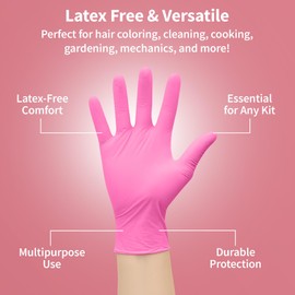 Nitrile Gloves - Pink (Medium)