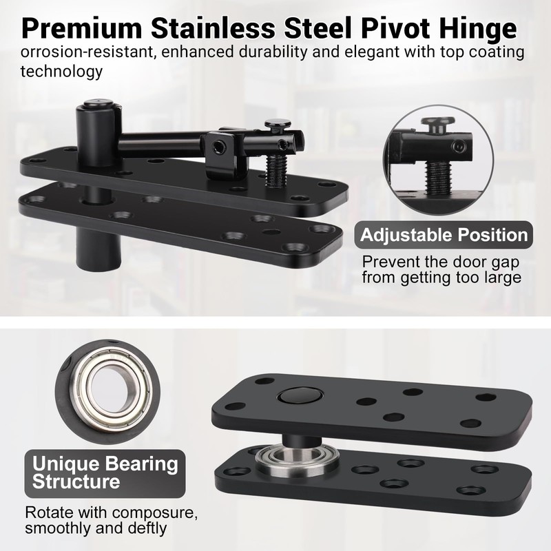 Stainless Steel Hidden Door Hinges, Swing Pivot Hinges 360° Rotation,