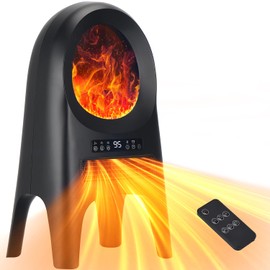 Uthfy Space Heaters for Indoor Use,1500W Small Electric Fireplace Heater w/ 3D Flame,Ceramic Heater for Large Room,24" Energy Efficient Heater for Bedroom w/Thermostat,Remote,8H Timer