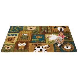 Carpets for Kids 18724 KIDSoft Animal Sounds Toddler Classroom Nursery Room Rug Nature Colors 4ft x 6ft Rectangle Brown