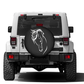 Horse Head Spare Tire Cover Dust-Proof Wheel Tire Cover Fit Trailer, RV, SUV and Many Vehicle 17 Inch