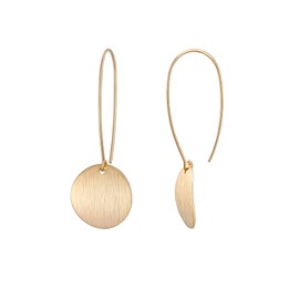 KOOUNUATA Delicate Geometric Hanging Drop Earrings Minimalist Statement Thin Hoop Earrings Handmade Jewellery for Women Girls, Gold Plated, No Gemstone