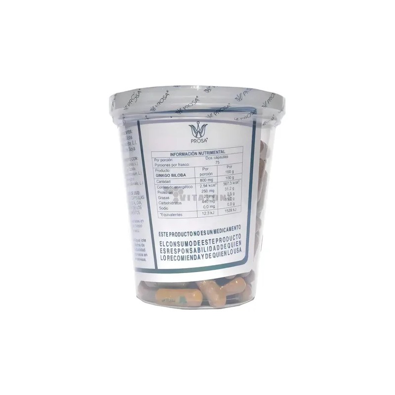 Ginkgo Biloba Prosa Suplemento Herbal Vegano Cápsulas Bienestar