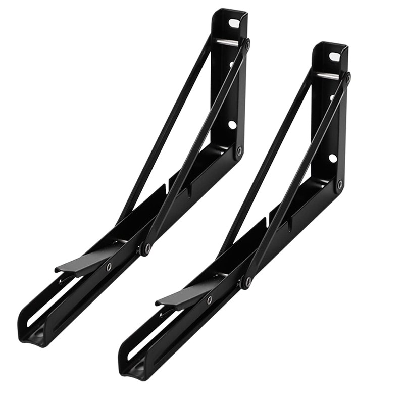 2 Pack 12 Inch Folding Shelf Brackets, OBYFGILY Heavy Duty
