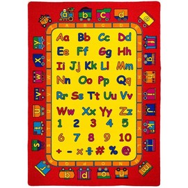 iSavings Kids/Baby Room/Daycare/Classroom/Playroom Area Rug. ABC’s Alphabet. Numbers. Train. Educational. Fun. Non-Slip Gel Back. Bright Colorful Vibrant Colors (8 Feet X 10 Feet)