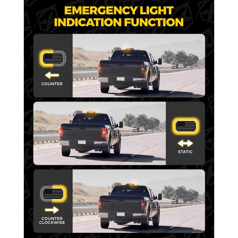 Xprite Amber Rooftop Emergency Strobe Light Bar, US Flag Beacon
