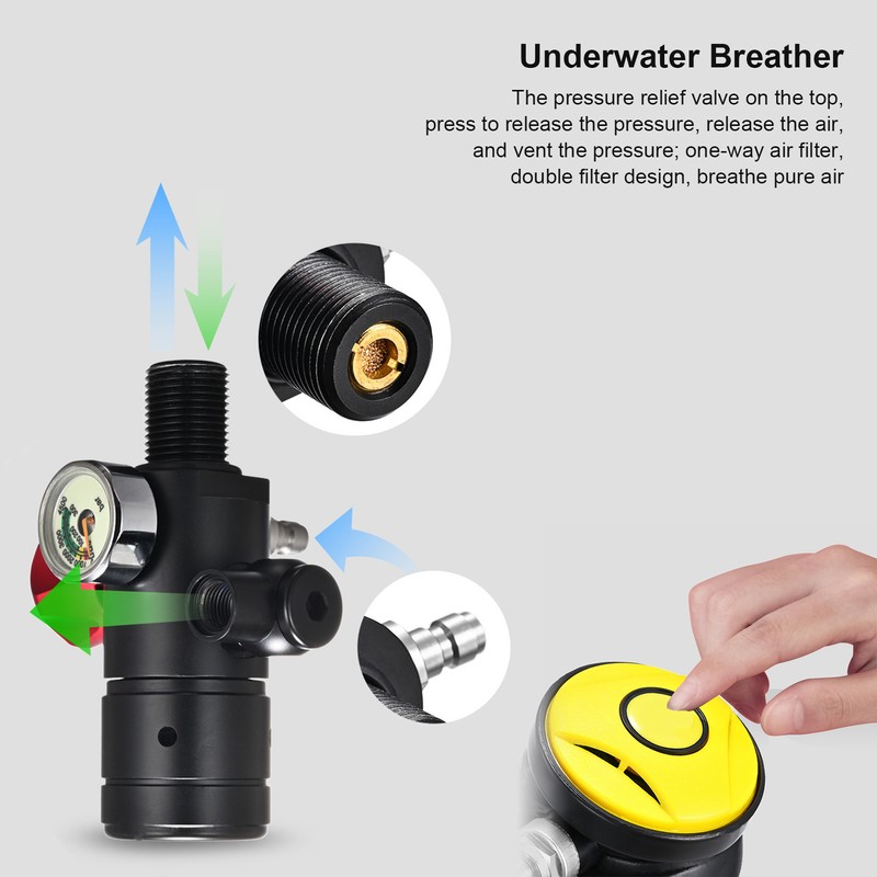 DIDEEP Scuba Diving Equipment Set with First Stage Relief Valve