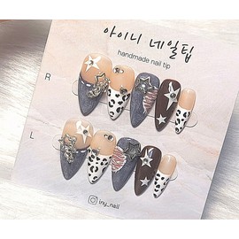 [In-store special discount] The ultimate trendy Y2K denim handmade nail - Short Almond / [입점초특가할인]트렌디끝판왕 Y2K 데님 수제네일 - 숏아몬드