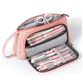 AidShunn Multifunctional Large Capacity Pencil Case Premium Canvas Pencil Bag Stationery Organiser for Girls Ladies, pink