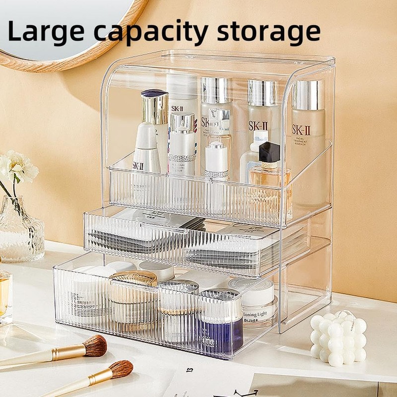 PLINJOY Makeup Storage Organizer Box Large Cosmetic Display Cases Dustproof