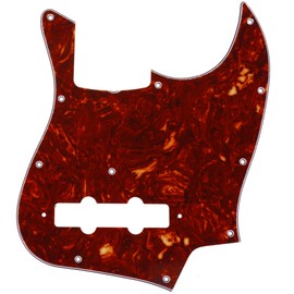 Musiclily Pro 11-Hole J Bass Pickguard for JPN Fender Japan 4-String Jazz Bass, 4Ply Vintage Tortoise