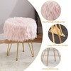 Mxfurhawa Faux Fur Storage Ottoman Round Furry Vanity Stool Marble