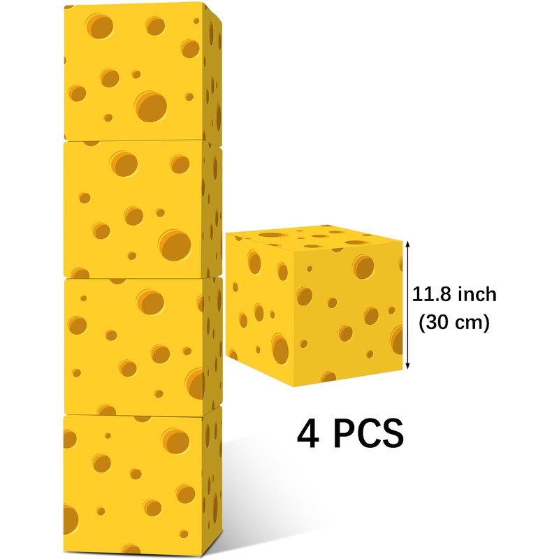TOUROAM 4 PCS Cheese Party Decoration Boxes, Yellow Cheese Food