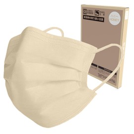 SIMPLE SMILE Mask Non-woven Fabric Mask, Blood Color Disposable, Ear Pain-Resistant, Pollen Countermeasure, Normal Size, Adult Honey