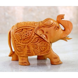 eSplanade Wooden Elephant Sculpture or Showpiece Baby Inside Mother's Tummy Feng Shui Vastu Brings Goodluck Home Decor (Medium)