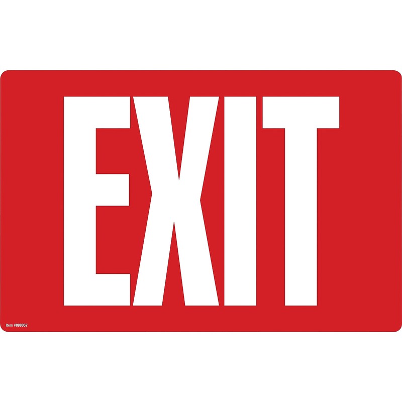 COSCO Glow-In-The-Dark Safety Sign, Exit, 12 X 8, Red