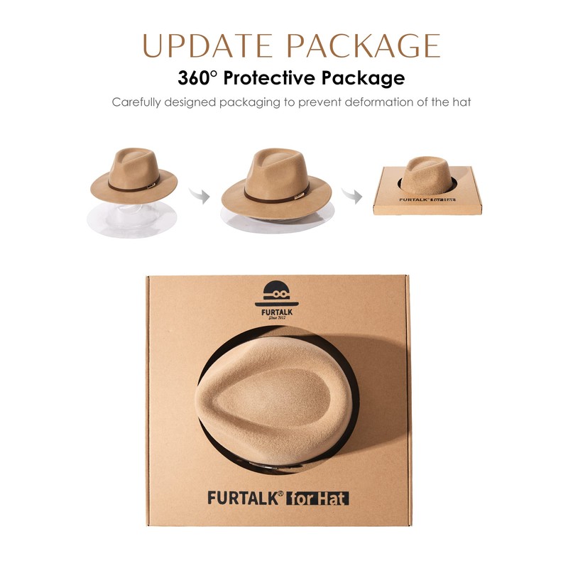 FURTALK Fedora Hats for Men Women 100% Australian Wool Felt