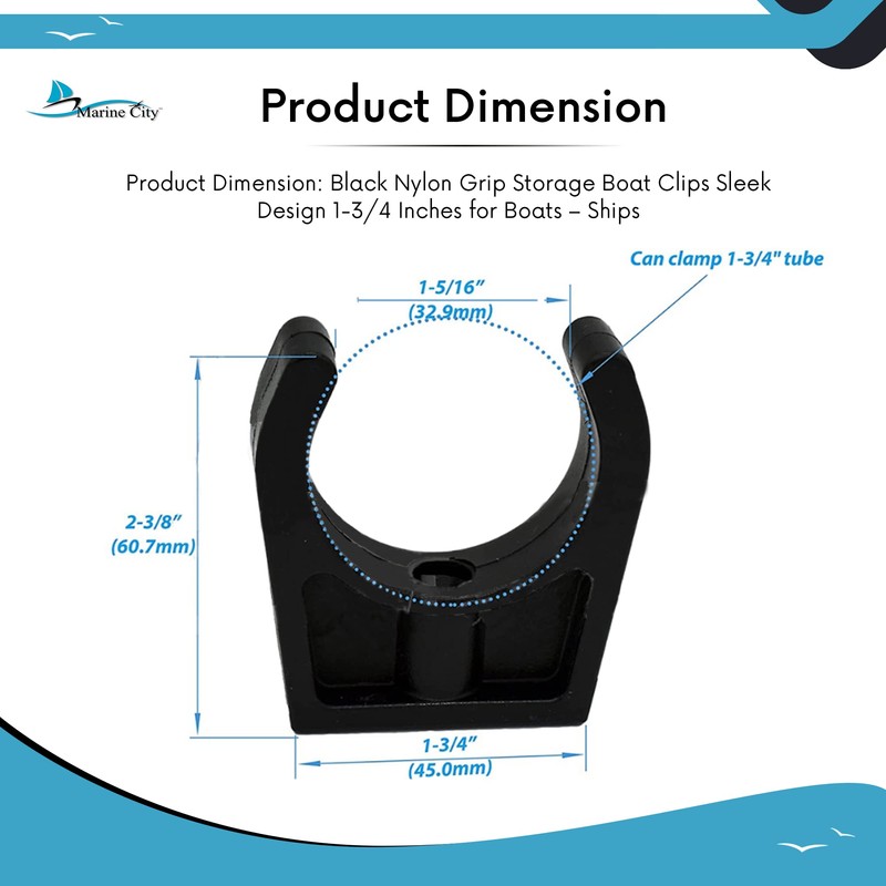 Marine City Black Nylon Best Grip Storage Boat Clips Light