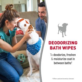 Nature's Miracle Deodorizing Bath Wipes for Dogs, 100 Count, Lavender Scent
