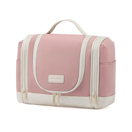 LOVEVOOK Women's Toiletry Bag, Large Hanging Toiletry Bag, Foldable Wash Bag, Cosmetic Bag with 360° Rotating Hooks, Toiletry Bag, Beauty Case, Make-Up Bag for Travel, 1-pink beige, Cosmetic bag