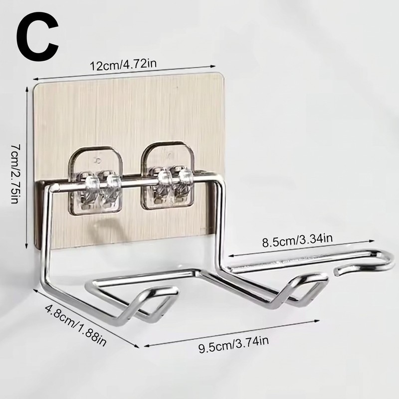 Hair Dryer Holder for Bathroom – Stainless Steel Wall-Mounted Storage