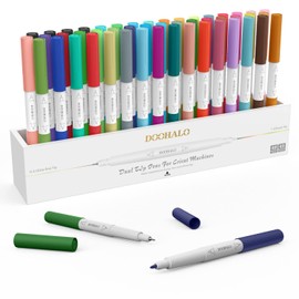 DOOHALO Fine Point Pens Set (48Pcs) for Cricut Maker 3/Maker/Explore 3/Air 2/Air,Dual Tip Marker Pen(0.4 Tip and 1.0 Tip),Dual Tip Coloring Brush Pen for Writing and Drawing