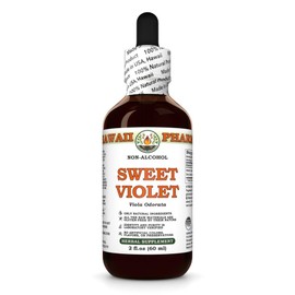 Sweet Violet (Viola Odorata) Dry Leaf Glycerite, Made in Hawaii, All Natural, Vegan, Lab Tested Alcohol-Free Liquid Extract - 2 fl.oz