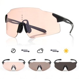 Gafas de sol deportivas fotocrómicas sin marco para hombres y mujeres, protección uv400 de montaña para conducir bicicletas de pesca (Elegante negro)