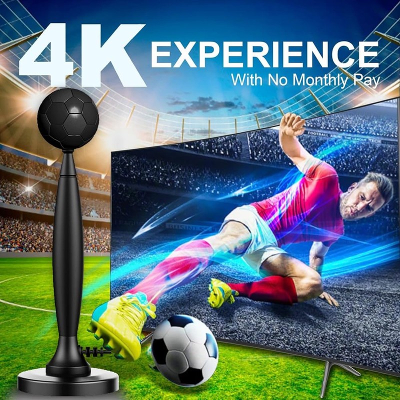 Peakloong Enhanced 4K/1080P HD TV Antenna, Omnidirectional, Amplifier Included, Indoor/Outdoor,