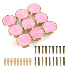 EVERGD 27mm Pure Copper Handle Shell Brass Gold Wardrobe Kitchen Cabinet Door Knobs Drawer Cupboard Hardware Pull Handle Clothes Coat Hook Modern Simple (9, Pink)