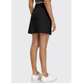 Hiverlay Women's Skorts Skirts Hiking Cargo Skirt with Biker Shorts Zip Pockets Outdoor Hiking Athletic Tennis Black s