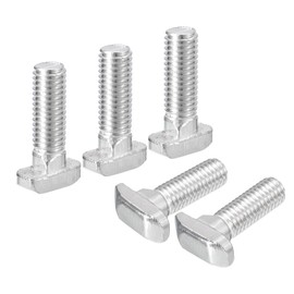 QUARKZMAN Pack of 10 T-Nut Screws, M8 x 25 mm Hammer Head Screw, T-Screw Drop-in Stud for 4040 Series T-Nut Aluminium Profile, 304 Stainless Steel, Silver