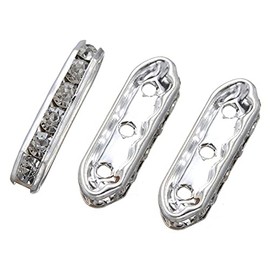 100 Pcs Rhinestone Spacer Beads 3 Hole Metal Spacer Bars for DIY Multi Strand Bracelet Jewelry Making