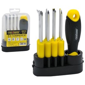 CROWNMAN 8-in-1 Screwdriver Set - CR-V Steel, HRC 51-54, Magnetic Tips for Secure Grip, Comfortable Non-Slip Handle, Versatile Sizes for DIY, Computer, Bicycle, Car, Home Appliance Maintenance