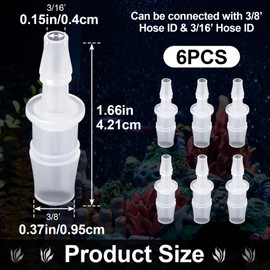 Mxxipp 6pcs Hose Barb Reducer Fittings, 3/8" to 3/16" Hose ID Pipe Connectors, Plastic Barbed Joint Splicer Mender Adapter Union for Aquarium Laboratory Food Beverage Processing