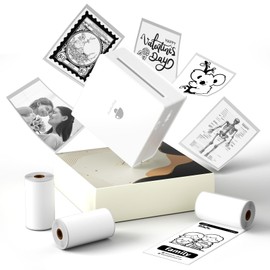 Phomemo M02 Mini Printer, 3 Sticker Rolls Included, Portable Thermal Printer, Compatible with Smartphones, Bluetooth Connection, Photos, Memos, Postcards, Sticky Notes, Working and Studying at Home
