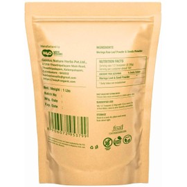 Way4Organic Moringa Oleifera Leaf and Seed Powder (80:20) Ratio 16 Oz(1lb), Tender Leaves & Seeds, One Powder with Two Benefits, Miracle Tree