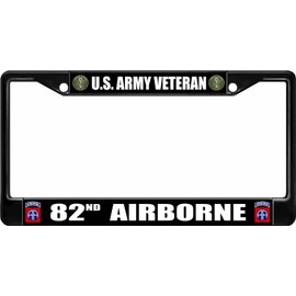 U.S. Army Veteran 82nd Airborne Black License Plate Frame