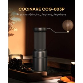 Cocinare ESSENCE GO B38 Pro Manual Coffee Grinder – with Carrying Case Hand Grinder Capacity 30g, Vertex10 Cut Burr & 80 Grind Settings, Perfect for Pour-over, Espresso, Cold Brew (Obsidian Black)