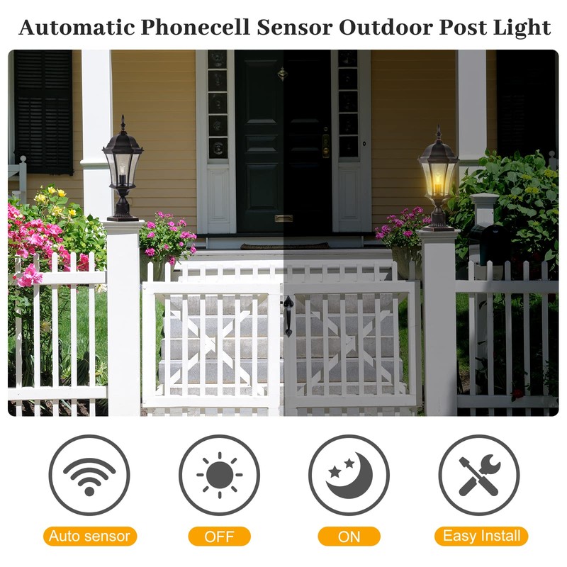 GOALPLUS 24" Outdoor Post Light with Dusk to Dawn Sensor,