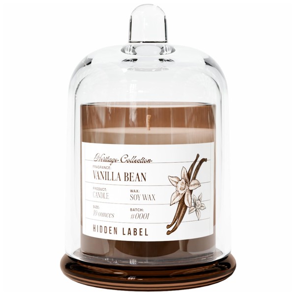 Hidden Label Vanilla Bean Scented Candle - 10oz Non Toxic