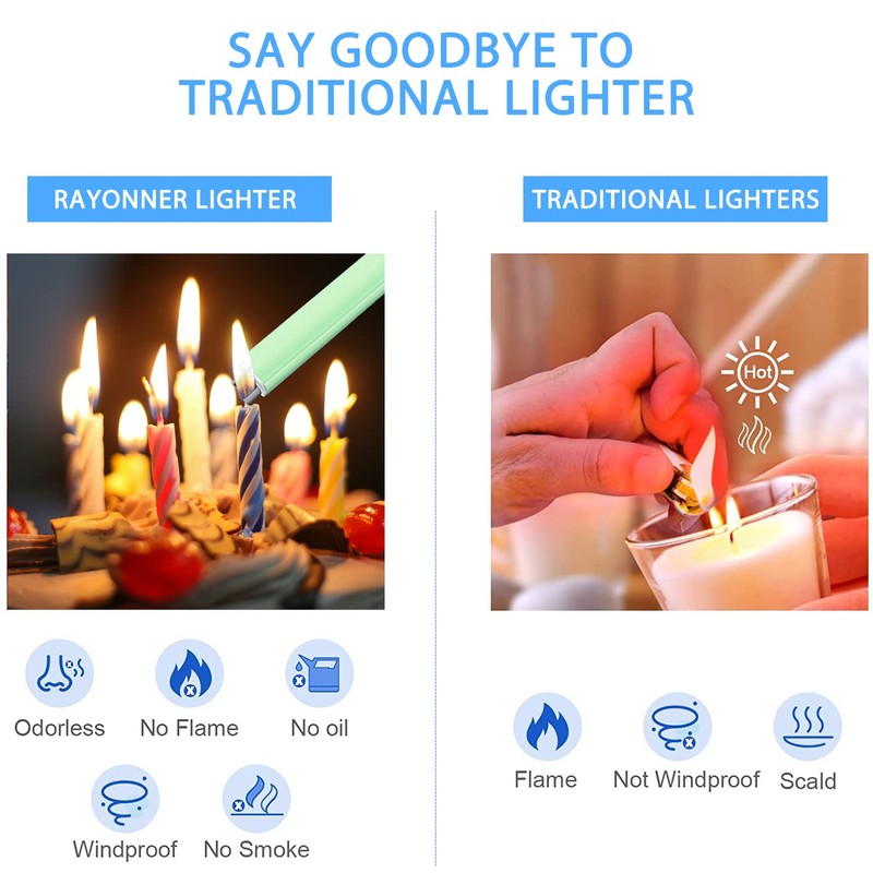 RAYONNER Electric Candle Lighter with Safety Switch USB Rechargeable Windproof