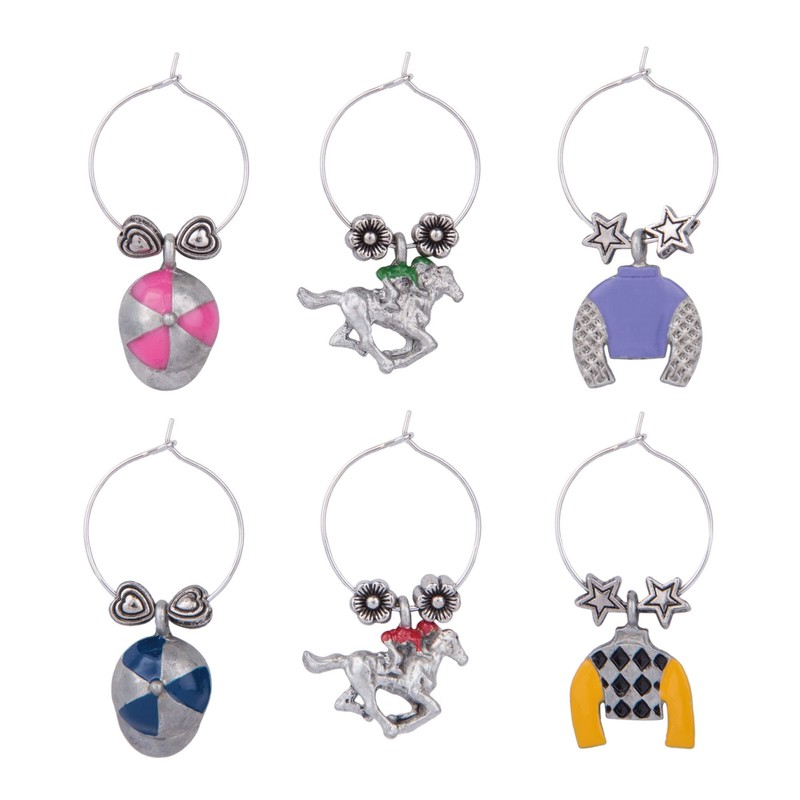 Wine Things WT-1520P at The Races, Painted Wine Charms, Fits
