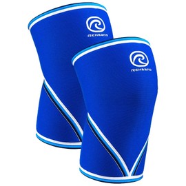 Rehband V-Knee Support for Weight Training, 7 mm, Made of SBR / Neoprene, Competitive Powerlifting Bandage, Knee Sleeves Gym, Crossfit, Fitness and Weightlifting, Colour: Blue, 1 Pair, Size: S