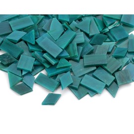 Multi-Color Options, Lanyani 200 Pieces Glass Mosaic Tiles for Crafts,4 Shapes Mixed Colorful Glass Tiles Tiffany Stained Glass Pieces for Mosaic,Turquoise