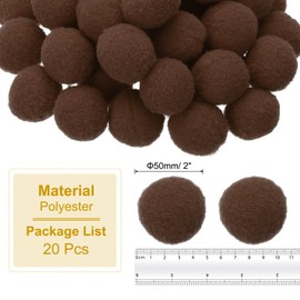 PATIKIL 2inch Pom Poms for Crafts, 20pcs Large Pompoms for Crafts Puff Balls Bulk High Elasticity Fuzzy Balls for Hats Christmas Art DIY, Brown